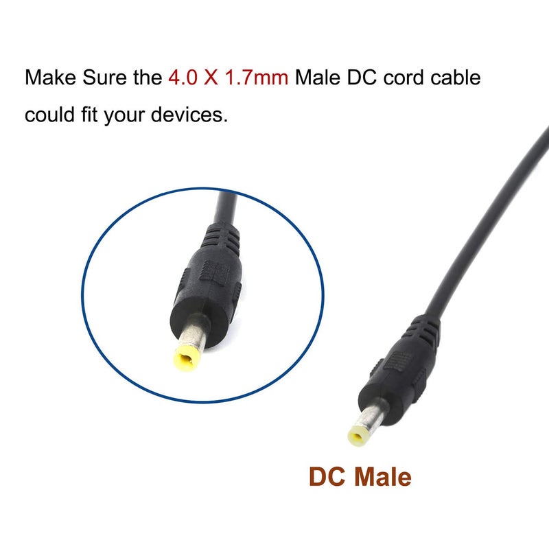 COOLM 5ft 4.0mm x 1.7mm Female to 4.0mm x 1.7mm Male Plug Extension Cable DC Power Adapter Cable 1.5 Meters (5 FT) - Image 3